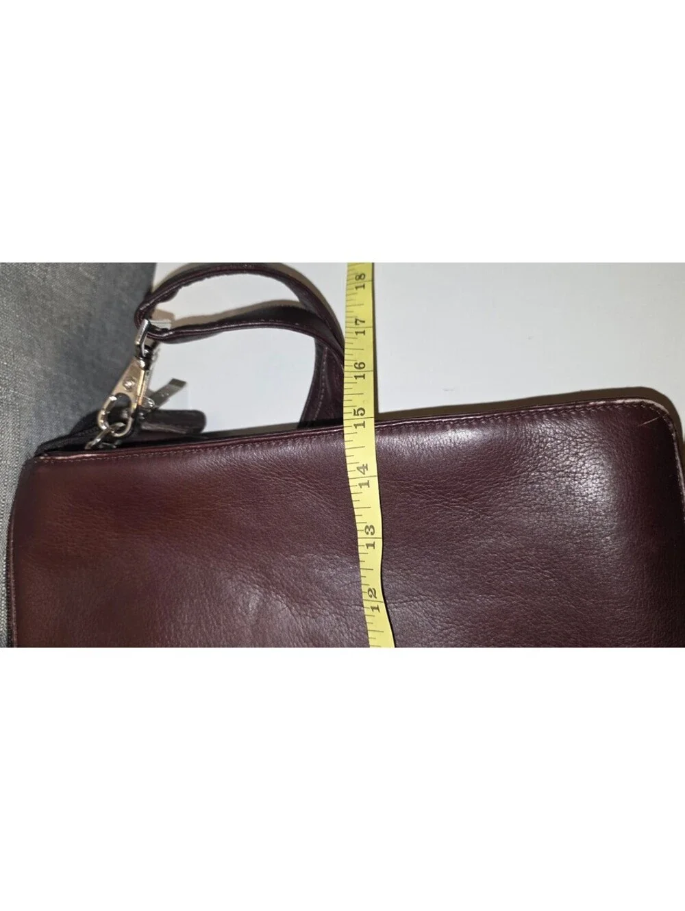 Claire Chase Dark Brown Leather Briefcase with Shoulder Strap